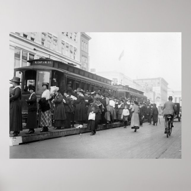 Poster D.C. Streetcar Scene, années 1920 (Devant)