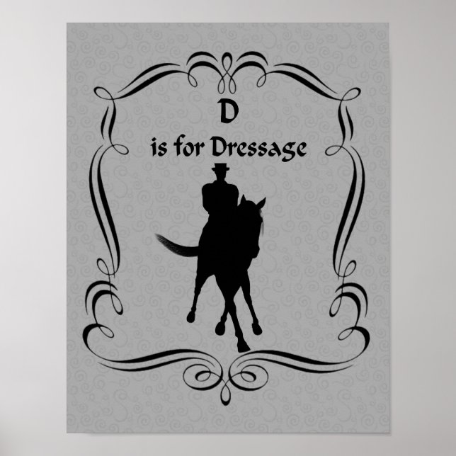 Poster D Est Pour Cheval Dressage Et Silhouette Rider (Devant)