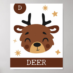 Poster D est pour le cerf, la crèche, la chambre, l'art m