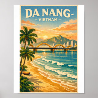 Poster da nang vietnam voyage rétro 2026