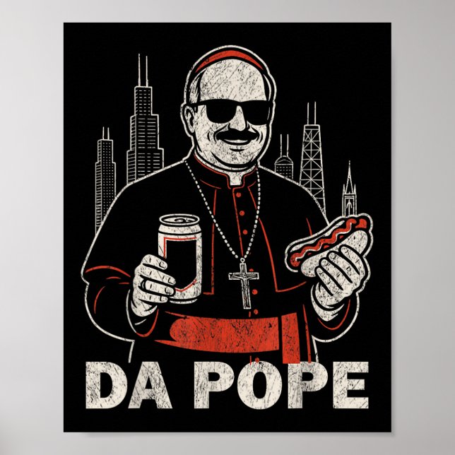 Poster Da Pope De L'Amérique Chicago Pape Leo Xiv Funny V (Devant)