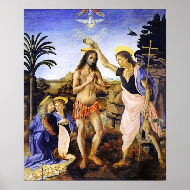 Poster Da Vinci Le Baptême du Christ Art Classique (Devant)