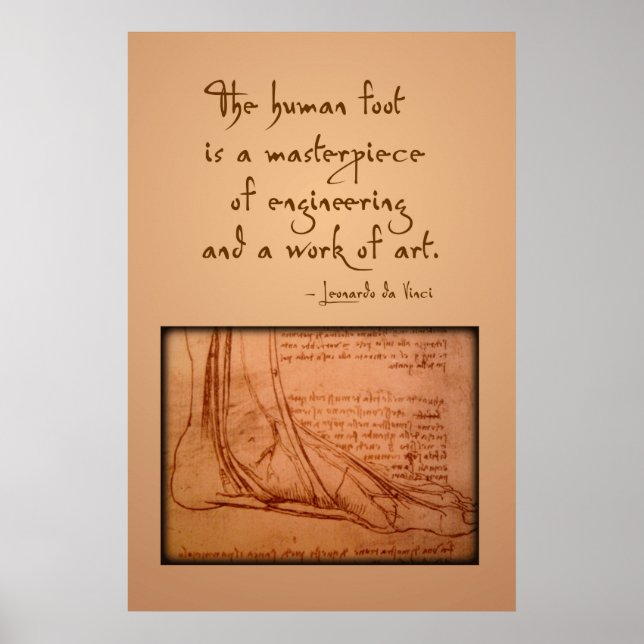 Poster da Vinci : "Le pied humain est..." (Devant)