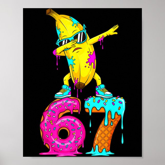 Poster Dabbing Banana 67 Ice Cream Drip Funny Six Seven M (Devant)