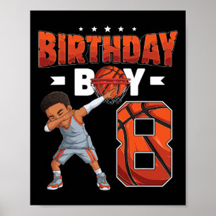 Poster Dabbing Bysketbyll Joueur 8 Ans Garçon 8ème Birt