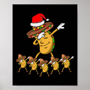 Poster Dabbing Fête Noël Taco Funny Dab Cadeau