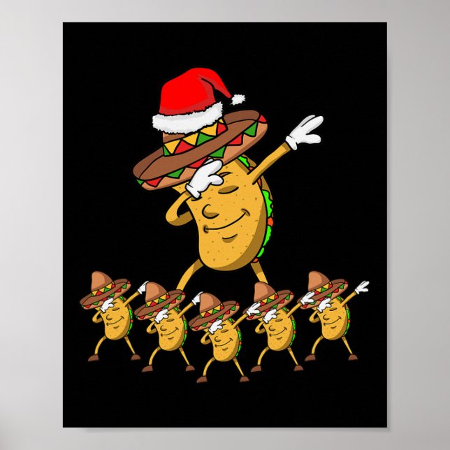 Poster Dabbing Fête Noël Taco Funny Dab Cadeau (Devant)
