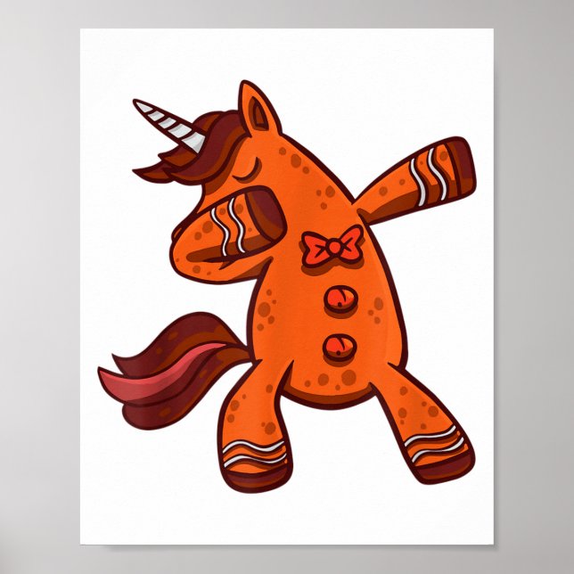 Poster Dabbing Gingerbread Unicorn Cookie Christmas  (Devant)