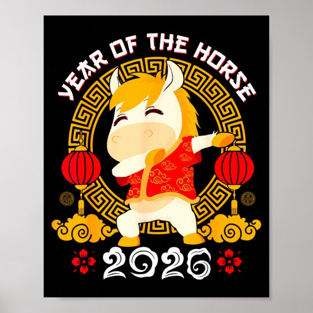 Poster Dabbing Horse Chinese New Year Of The Horse2026  (Devant)
