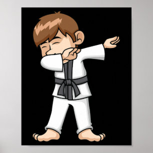 Poster Dabbing Karate Boy Funny Martial Arts Caricature D