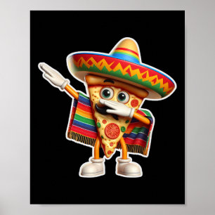Poster Dabbing mexicain Pizza Dance Nourriture Amoureux G