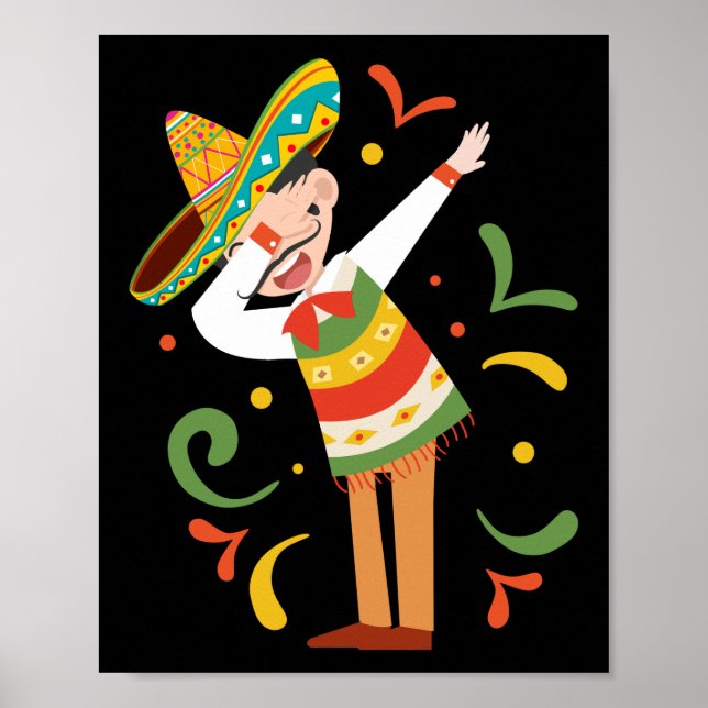 Poster Dabbing Mexican Man Cinco De Mayo (Devant)