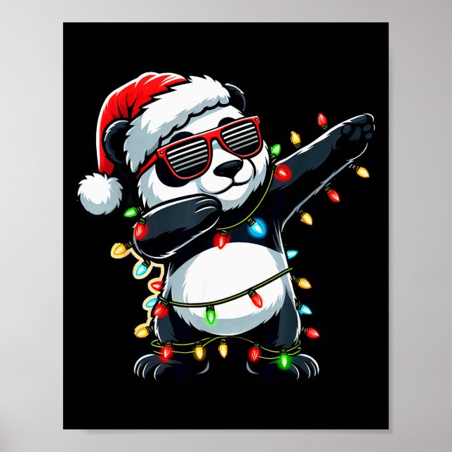 Poster Dabbing Panda Xmas For Kids Boys Girl Panda Lover  (Devant)