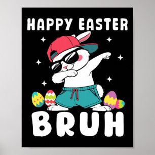 Poster Dabbing Rabbit Jour de Pâques Oeufs Dab Garçons Fi