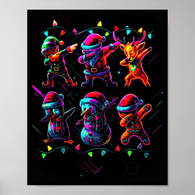 Poster Dabbing Santa Elf Friends Christmas Boys Girls Men (Devant)