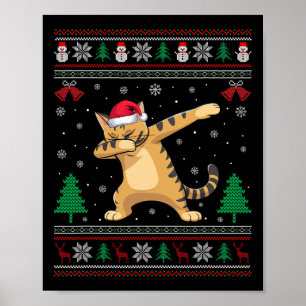 Poster Dabbing Savannah Chat Santa Hat Garçons Filles Enf