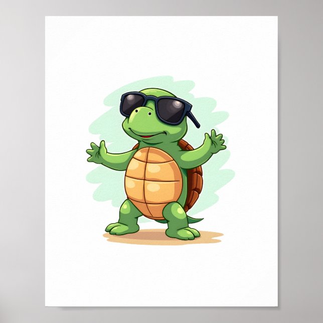 Poster Dabbing Sea Turtle Amoureux des animaux Sauvez Les (Devant)