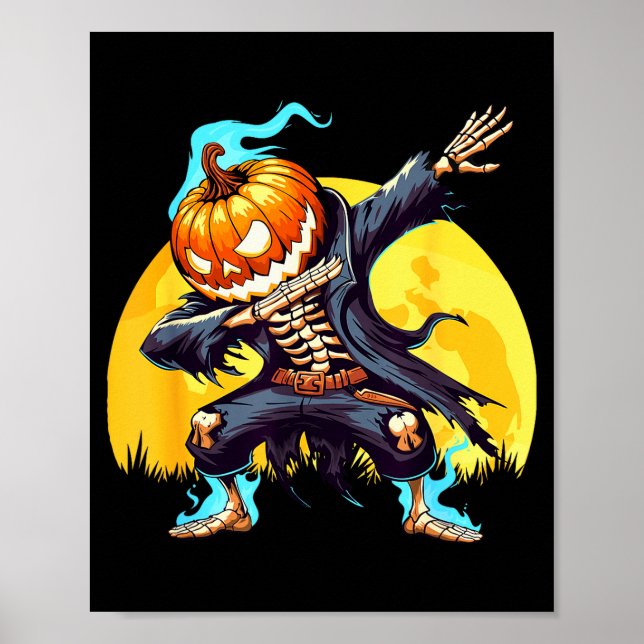 Poster Dabbing Skeleton Headless Pumpkin Dab Dance Boys H (Devant)