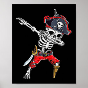 Poster Dabbing Skeleton Pirate drôle Halloween enfants Jo