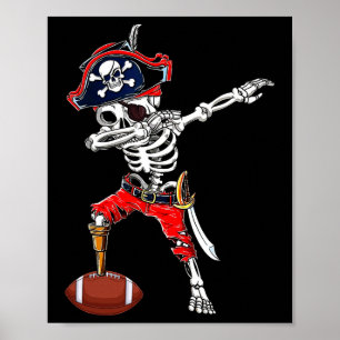 Poster Dabbing Skeleton Pirate Et Football Ll Halloween C
