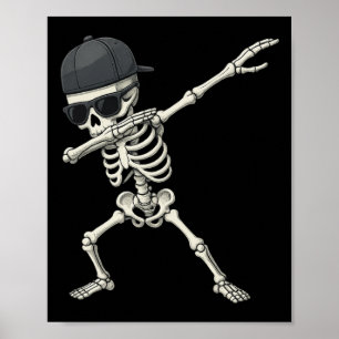 Poster Dabbing Skeleton Pirate Halloween Jolly roger pour