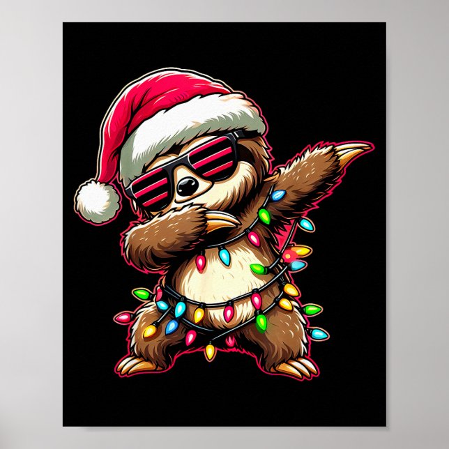 Poster Dabbing Sloth Xmas For Kids Boys Girl Sloth Lover  (Devant)