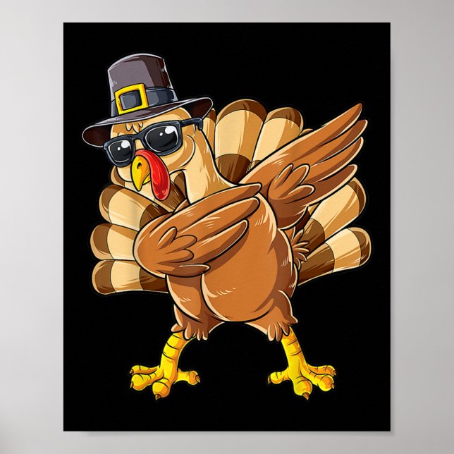 Poster Dabbing Turquie Bon thanksgiving Merci à la Turqui (Devant)