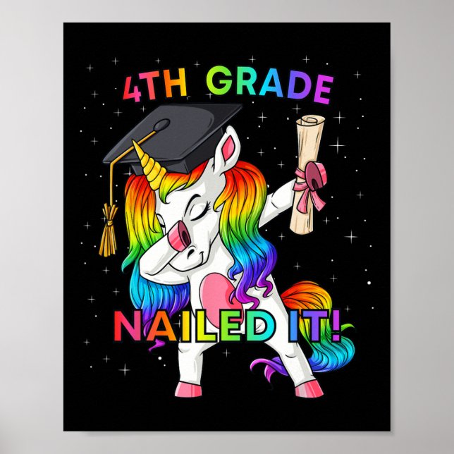 Poster Dabbing Unicorn 4 juillet Girls Enfants Ados Ameri (Devant)