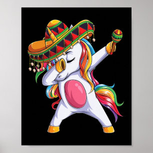 Poster Dabbing Unicorn Cinco De Mayo Enfants Filles Femme
