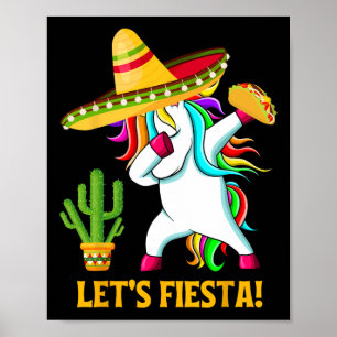 Poster Dabbing Unicorn Funny Cinco De Mayo Filles Laisser