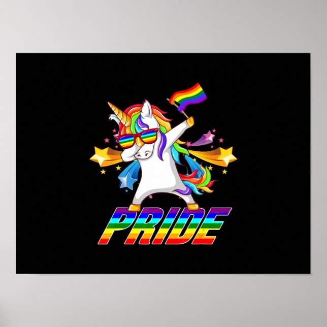 Poster Dabbing Unicorn Gay pride LGBT (Devant)