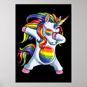 Poster Dabbing Unicorn Gay pride LGBT Rainbow