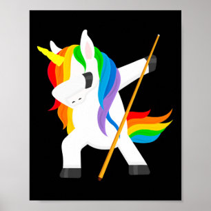 Poster Dabbing Unicorn Jouer Billard Dab Dance drôle