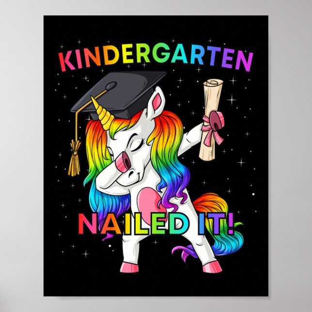 Poster Dabbing Unicorn Kindergarten l'a cloué Graduation (Devant)