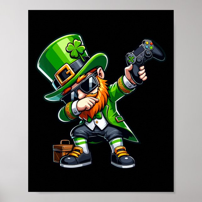 Poster Daber Gamer Leprechaun Dab Dance St Pattys St Pa (Devant)