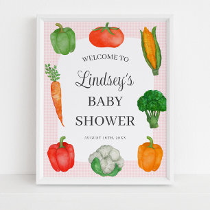 Poster d'accueil Baby shower rose du marché agrico