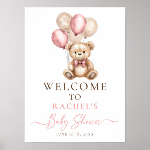 Poster d'accueil de bébé Boloon Bear Teddy Girl Do