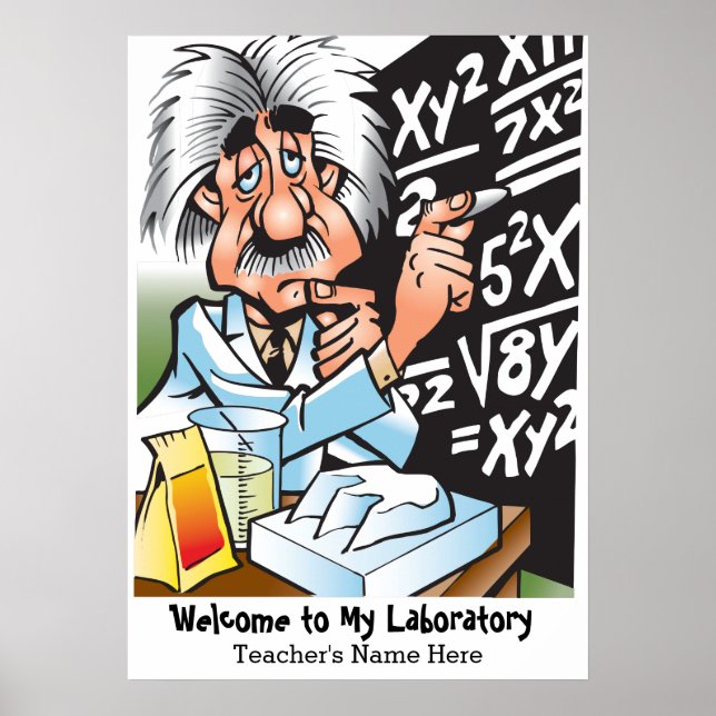 Poster d'accueil de l'enseignant scientifique fou (Devant)