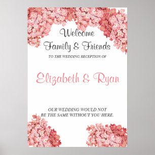 Poster d'accueil de mariage personnalisé Pink Hydr