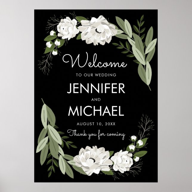 Poster d'accueil des Sprigs Mariages Floraux blanc (Devant)