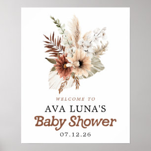 Poster d'accueil du Baby shower Neutre Genre Boho