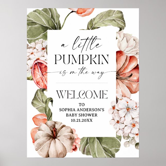 Poster d'accueil d'un petit Baby shower Citrouille (Devant)