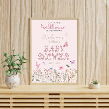 Poster d'accueil d'un petit Baby shower Fleur sauv