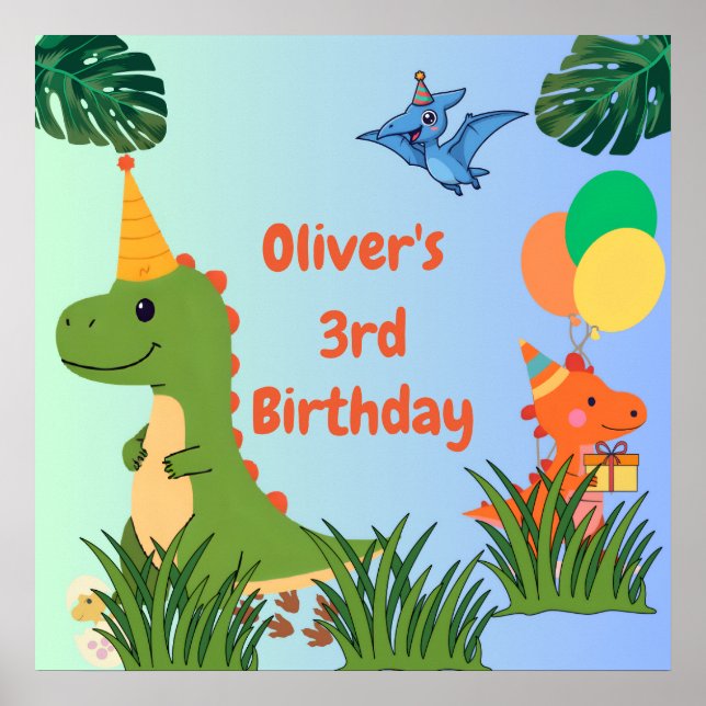 Poster d'accueil pour l'anniversaire de Dinosaur - (Devant)