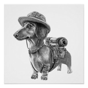 Poster Dachshund aventurier