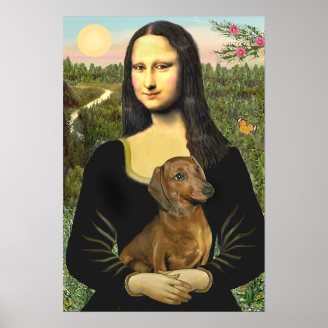 Poster Dachshund (brun1) - Mona Lisa (Devant)