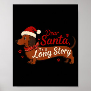 Poster Dachshund Chien Cher Santa C'est Une Longue Histoi