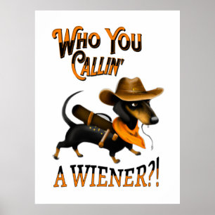 Poster Dachshund Chien Cowboy Wiener Funny