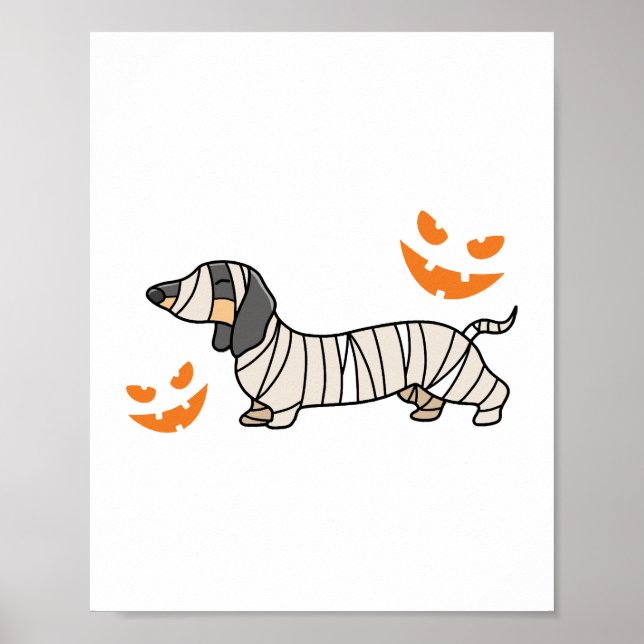 Poster Dachshund Chien Halloween Candy Corn Pleine lune (Devant)