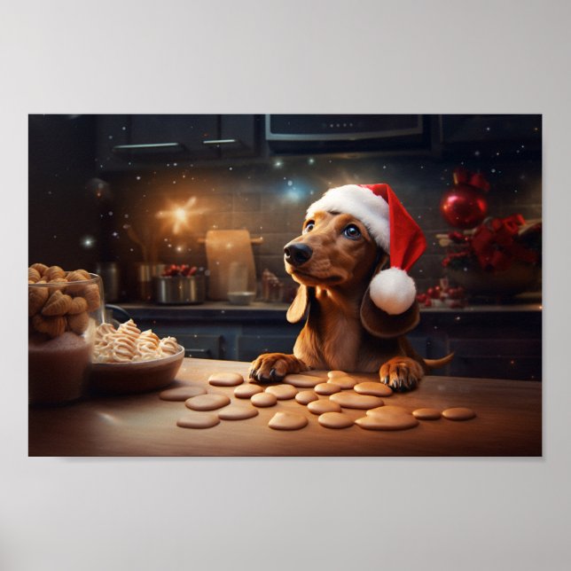 Poster Dachshund Christmas Cookies Festive Festive Holida (Devant)
